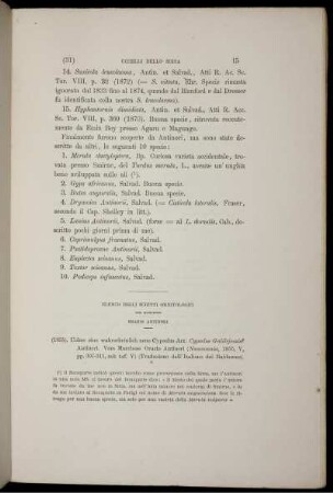 Elenco Degli Scritti Ornitologici