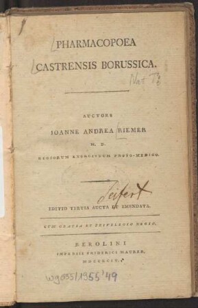 Pharmacopoea Castrensis Borussica