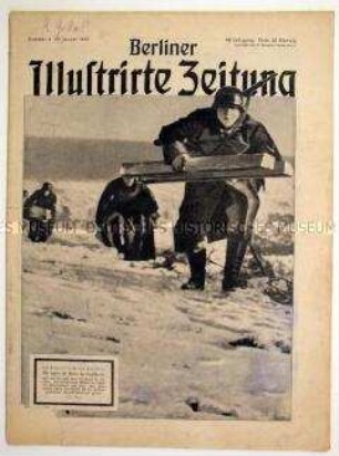 Wochenzeitschrift "Berliner Illustrirte Zeitung" u.a. mit Aufnahmen französischer Kriegsgefangener