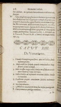 Caput XIII. De Venatione.