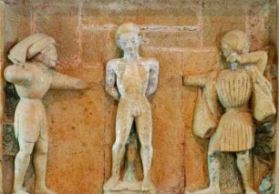 Frankreich. Bretagne. Morbihan. Chapelle Saint Fiacre. 15 Jahrhundert. Innen. Le Martyr de Sebastian