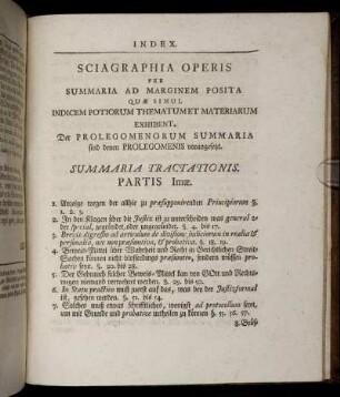 Index. Sciagraphia Operis Per Summaria Ad Marginem Posita ...