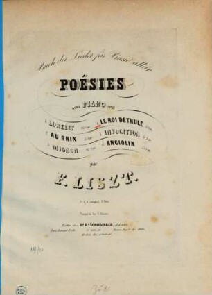 Buch der Lieder = Poésies : für Piano allein, 4. Le Roi de Thule. - Pl.-Nr. 3024. - 7 S.