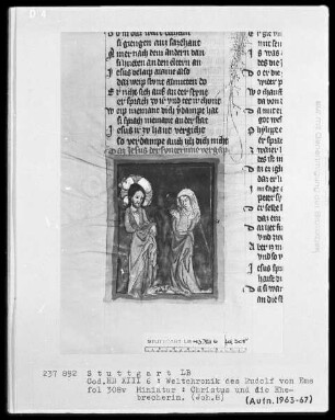 Weltchronik - Bruder Philipp — ---, Folio 256recto-342verso---, Folio 256recto-342versoChristus mit der Ehebrecherin, Folio 308verso