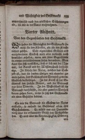 Vierter Abschnitt. Von den Gegenständen des Geschmacks