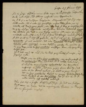 56: Brief von Johann Christoph Koch an Gustav Hugo, Gießen, 11.1.1799