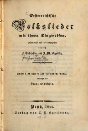 Oesterreichische Volkslieder mit ihren Singweisen