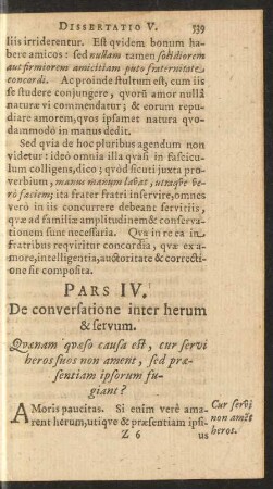 Pars IV. De conversatione inter herum & servum.