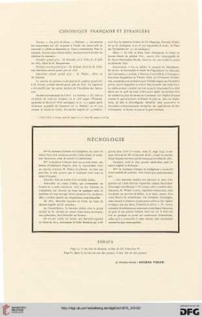 Chronique française et étrangère