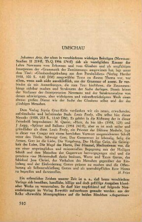 510 [Rezension] Newman, John Henry, Glaubensbegründung aus dem Persönlichen