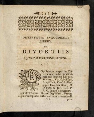 3-19, Dissertatio Inauguralis Juridica De Divortiis