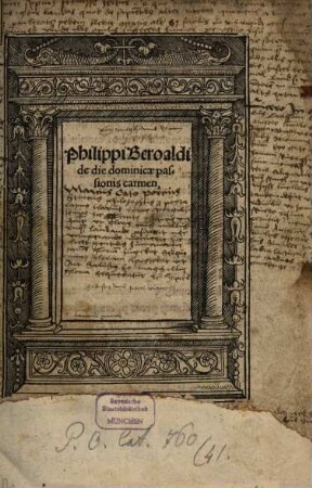 Philippi Beroaldi de die dominicae passionis carmen