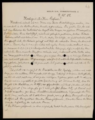 Nr. 6 Brief von Edmund Landau an David Hilbert. Berlin, 4.10.1902