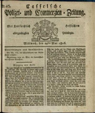 Nr. 43, Mittwoch, den 29sten Mai 1816