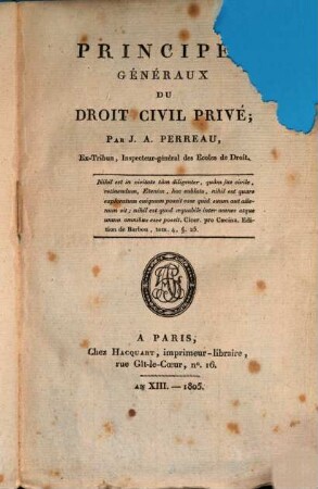 Principes generaux du Droit civil