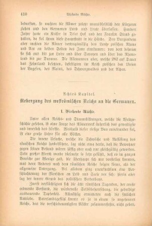Achtes Kapitel. Uebergang des weströmischen Reichs an die Germanen