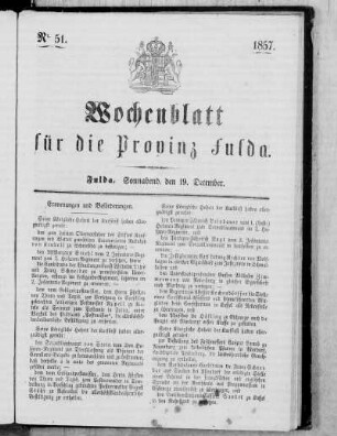 Nr. 51, Ausgabe vom 19. Dezember 1857