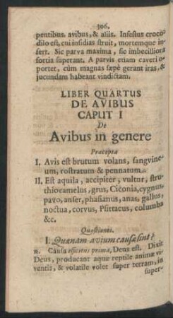 Liber Quartus De Avibus
