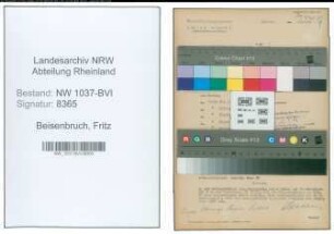 Entnazifizierung Fritz Beisenbruch , geb. 09.08.1894 (Stadtsekretaer)