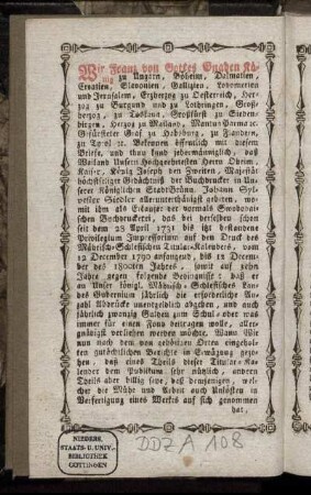 Wir Franz von Gottes Gnaden König ...
