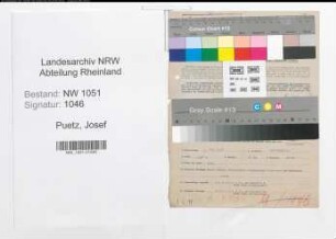 Entnazifizierung Josef Puetz , geb. 05.06.1908 (Finanzbeamter)