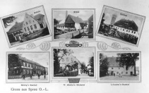Hähnichen-Spree. Wassermühle u.a. Motive, Ansichtskarte, um 1910, Repro (RA Görlitz, Postkartensammlung)