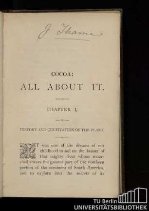 Chapter I. History and cultivation of the plant