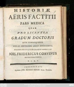Historiæ Aeris Factitii Pars Medica