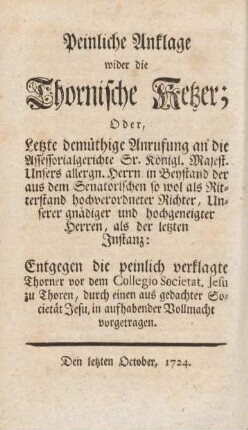 Des Collegii Soc. J. zu Thoren peinliche Anklage