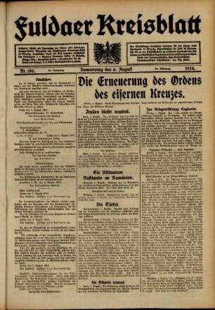 Ausgabe vom Donnerstag, den 06. August 1914.