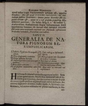 Caput II. Generalia De Natura Pignorum Rerumpublicarum.