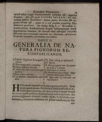Caput II. Generalia De Natura Pignorum Rerumpublicarum.