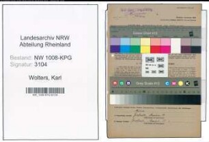 Entnazifizierung Karl Wolters , geb. 05.02.1911 (Verw.Angestellter)