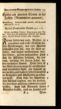 Epistel am zweeten Sonnt. in der Fasten (Reminiscere genannt)