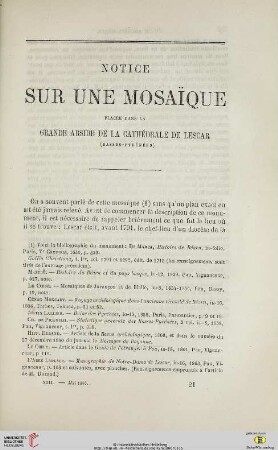 N.S. 13.1866: Notice sur une mosaïque : placée sans la grande abside de la cathédrale de Lescar (Basses-Pyrénées)