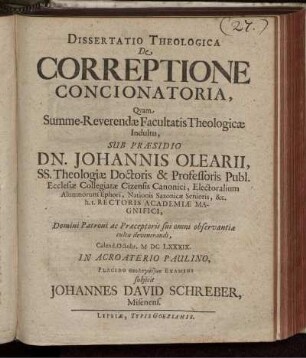 Dissertatio Theologica De Correptione Concionatoria