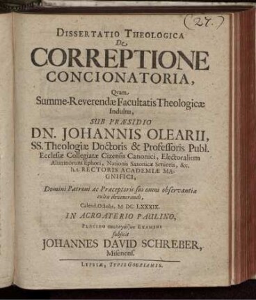Dissertatio Theologica De Correptione Concionatoria
