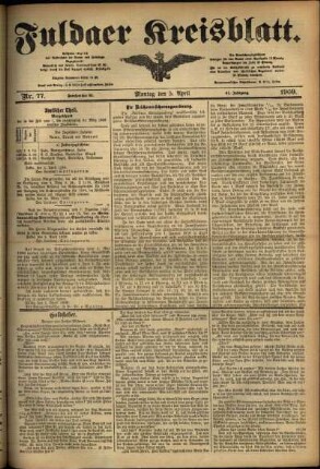 Ausgabe vom Montag, den 05. April 1909.