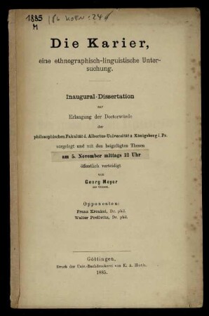 Die Karier : eine ethnographisch-linguistische Untersuchung