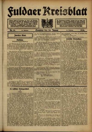 Zweite Ausgabe vom Samstag, den 24. Januar 1914.