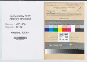 Entnazifizierung Johann Kuesters, geb. 26.05.1895 (Postassistent)