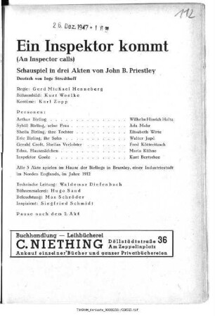 Ein Inspektor kommt (An Inspector calls)