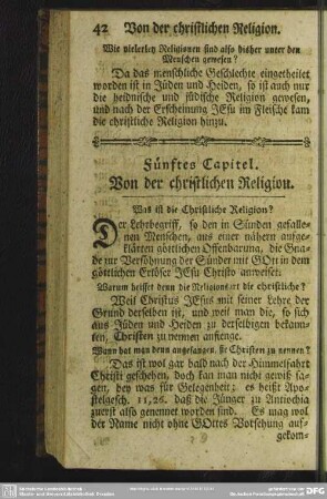 Fünftes Capitel. Von der christlichen Religion