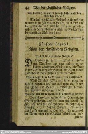Fünftes Capitel. Von der christlichen Religion