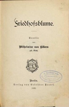 Friedhofsblume : Novelle