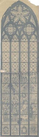 Schmidt, Heinrich von; Oppenheim; Katharinenkirche, Restaurierung - Kirchenfenster, Predigt Jesu (Ansicht)