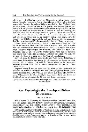 Zur Psychologie des fremdsprachigen Übersetzens