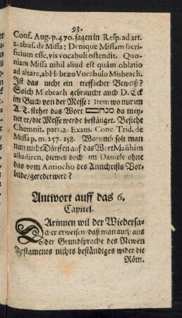 Antwort auff das 6. Capitel.
