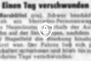 Einen Tag verschwunden