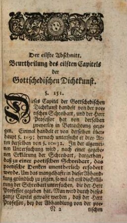 Georg Friedrich Meiers der Weltweisheit öffentlichen lehrers zu Halle Beurtheilung der Gottschedischen Dichtkunst. 5
